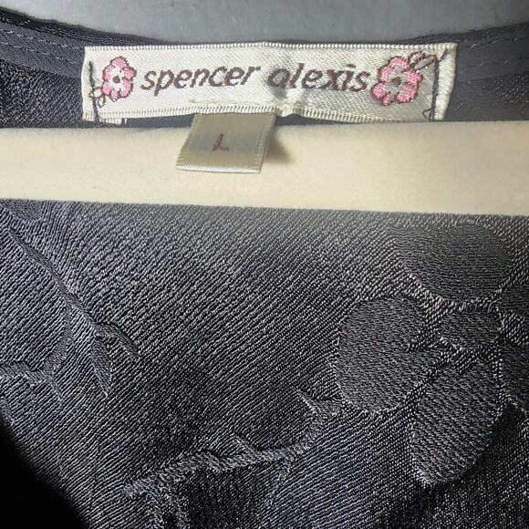 Spencer Alexis Sz L Vtg 90 Y2K Black Burnout Floral Side Slit Tank Whimsygoth - Picture 2 of 7